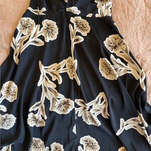 Banana Republic Black Maxi Dress with Cream Floral Print